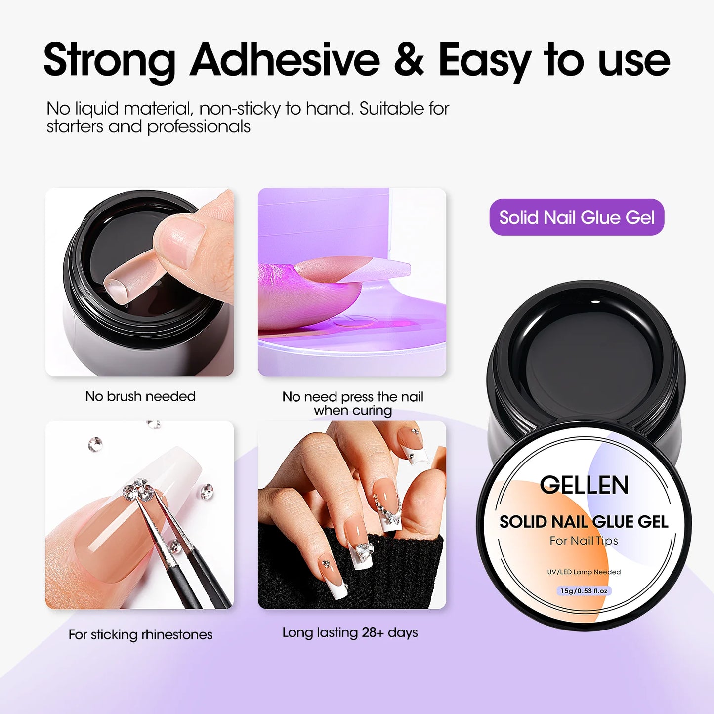 French Tips Gel Nail Kit - 240 Pcs Brown Long Square, Salon Acrylic Fake Nail Kits Including Gel Top Coat and Base Coat, UV Lamp, Solid Nail Glue Gel, Nail Charms for French Tip Manicure