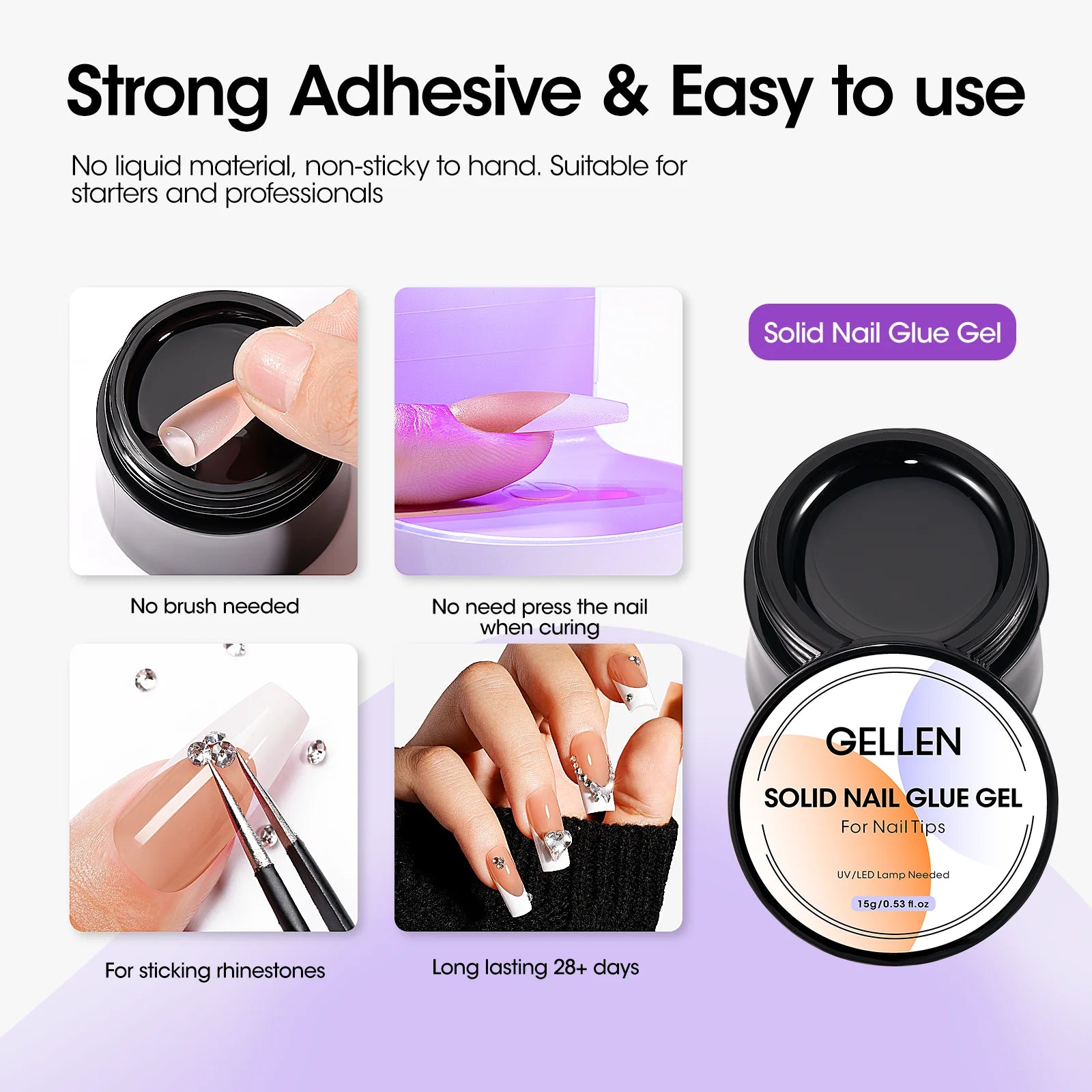 French Tips Gel Nail Kit - 240 Pcs Brown Long Square, Salon Acrylic Fake Nail Kits Including Gel Top Coat and Base Coat, UV Lamp, Solid Nail Glue Gel, Nail Charms for French Tip Manicure