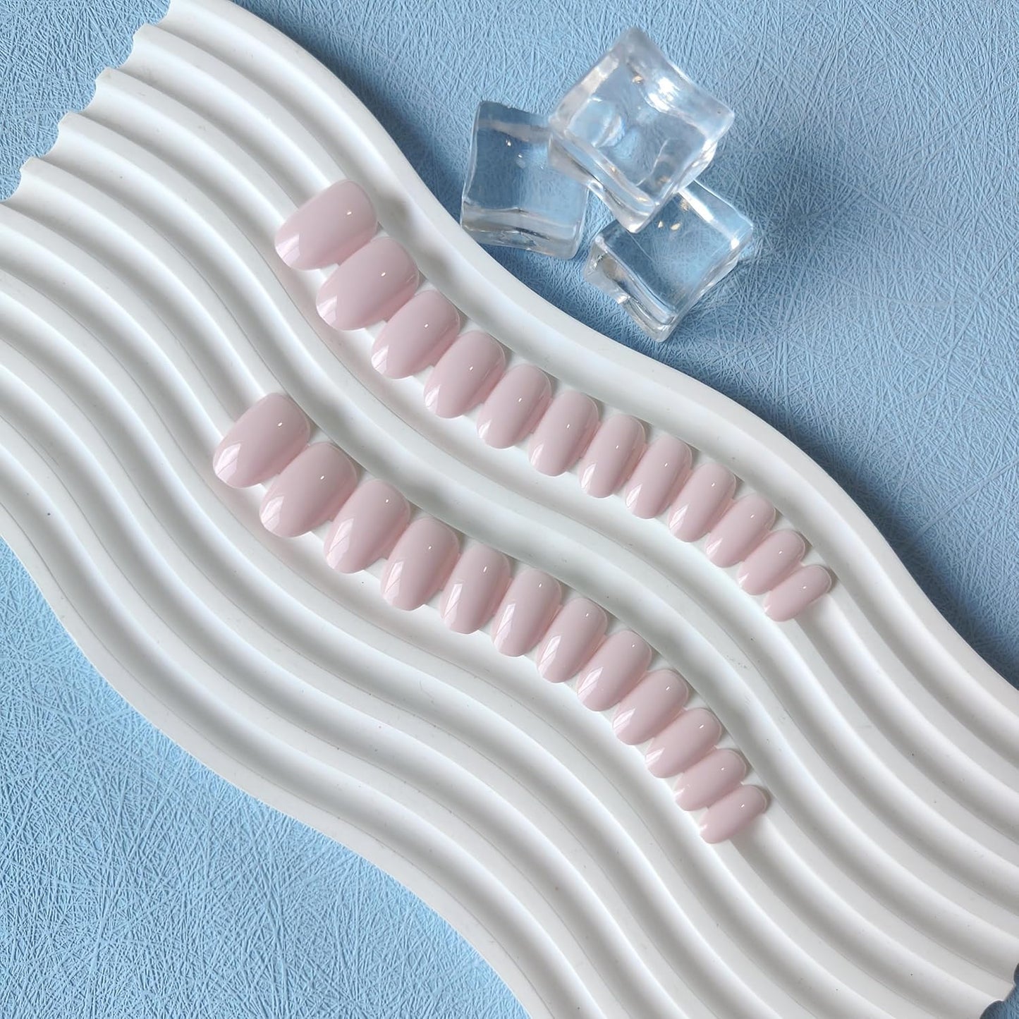 Dusty Pink Press on Nails Short Oval Acrylic Nails Press Ons Solid Color Medium Short Fake Nails for Women Reusable Thick round Glue on Nails for Finger Decoration 24 Pcs