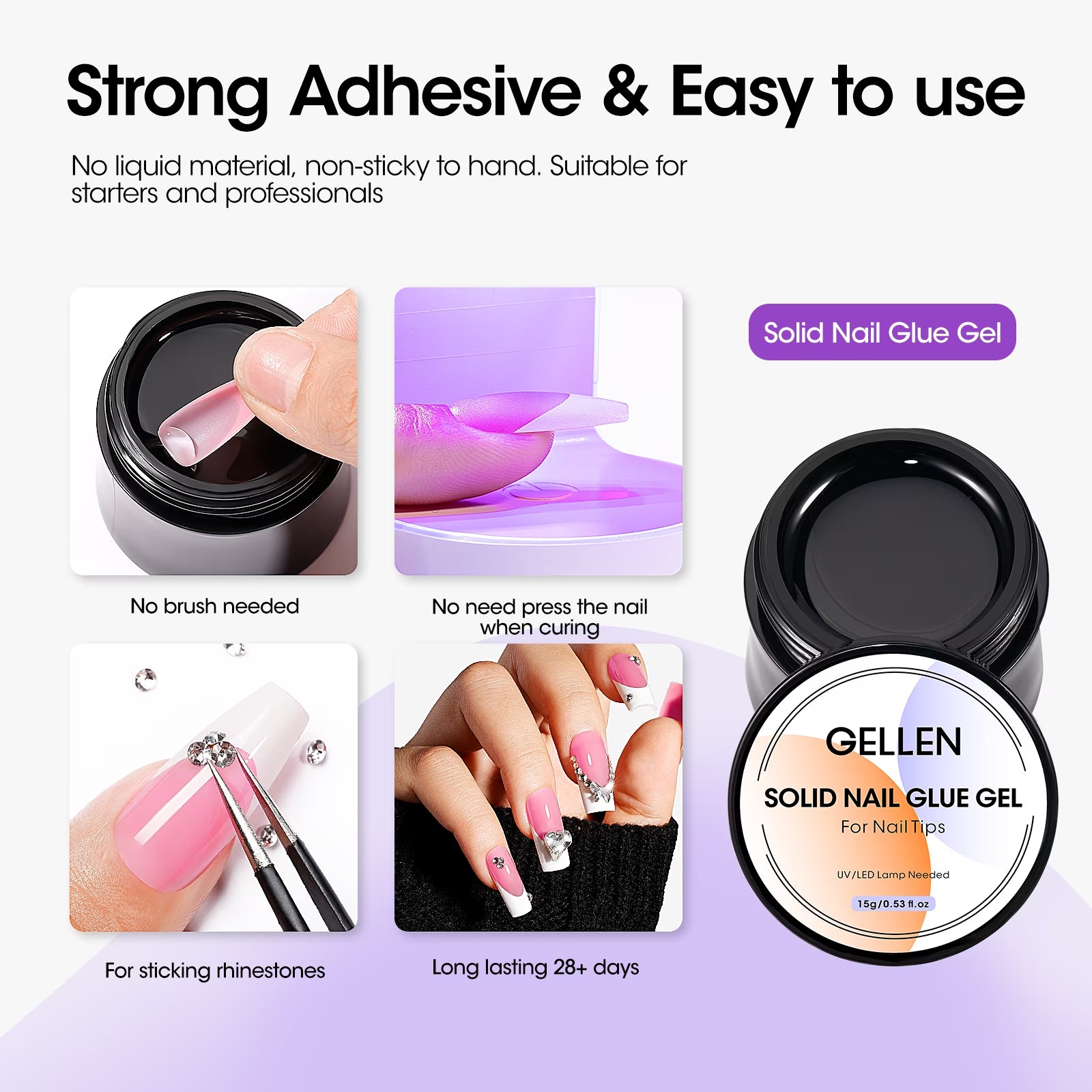 French Tips Gel Nail Kit - 240 Pcs Pink Short Square, Salon Acrylic Fake Nail Kits Including Gel Top Coat and Base Coat, UV Lamp, Solid Nail Glue Gel, Nail Charms for French Tip Manicure
