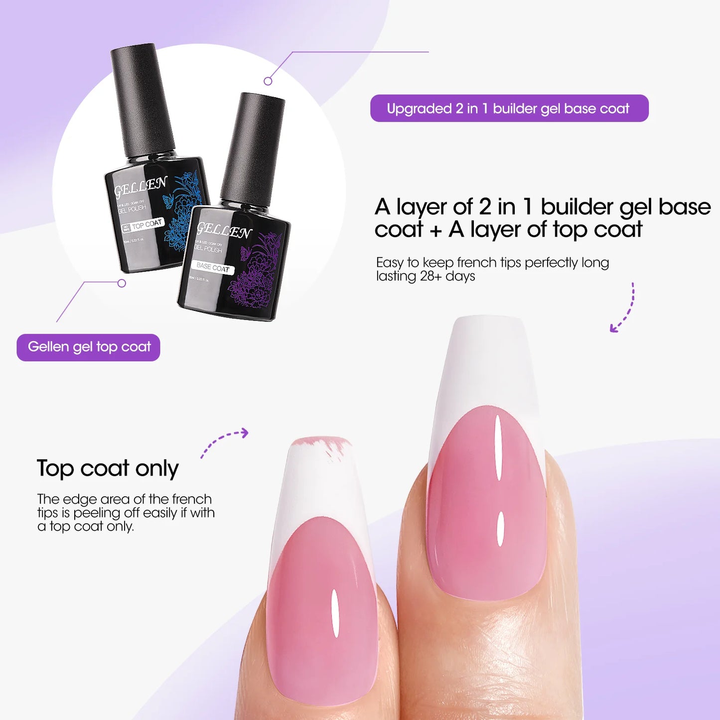 French Tips Gel Nail Kit - 240 Pcs Pink Short Square, Salon Acrylic Fake Nail Kits Including Gel Top Coat and Base Coat, UV Lamp, Solid Nail Glue Gel, Nail Charms for French Tip Manicure
