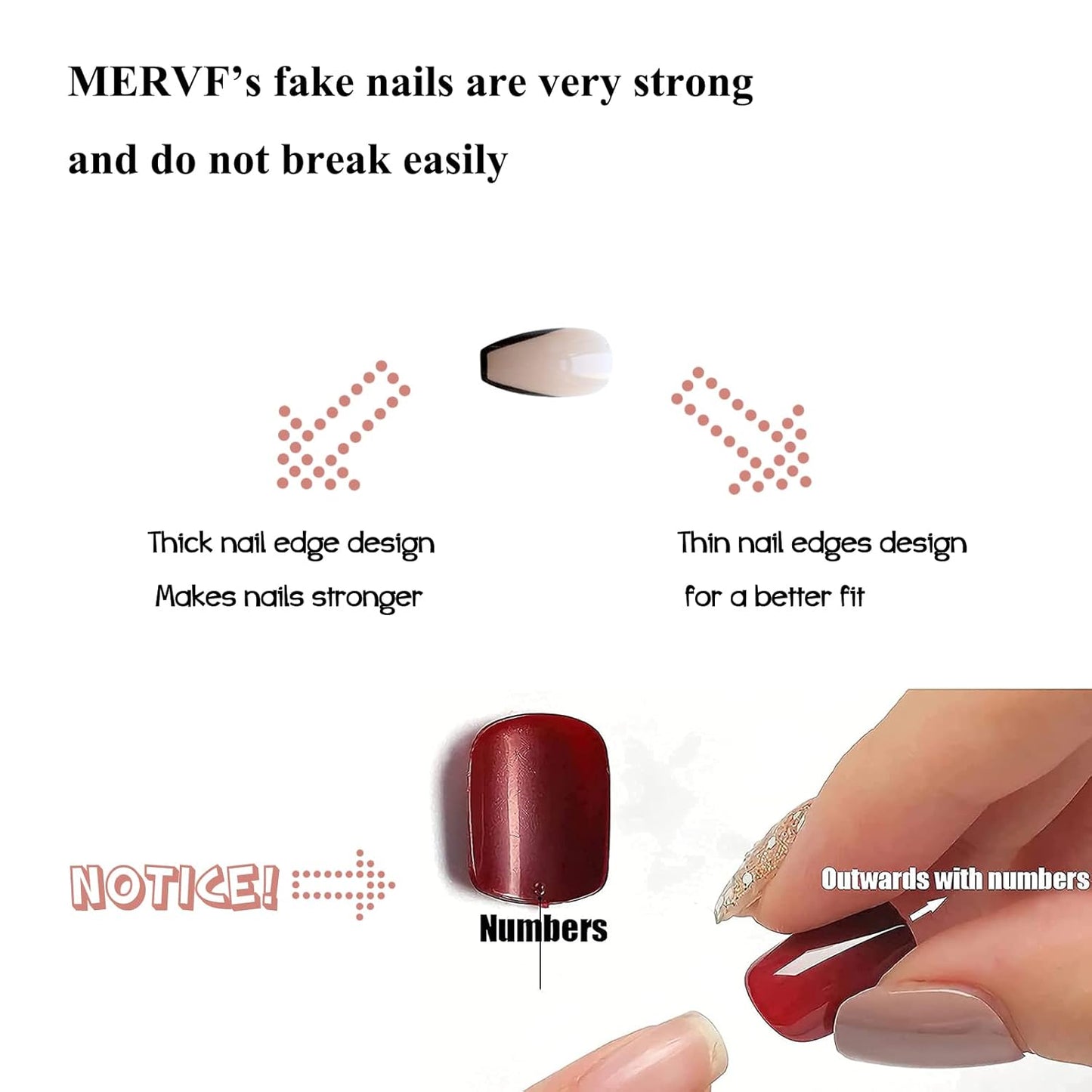 Coffin Press-On Nails Medium - Black French Tip Ballerina Acrylic Nails Natural Glossy Glue-Ons 24Pcs