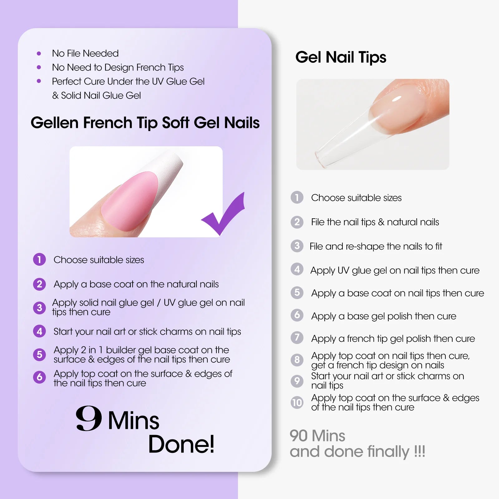 French Tips Gel Nail Kit - 240 Pcs Pink Short Square, Salon Acrylic Fake Nail Kits Including Gel Top Coat and Base Coat, UV Lamp, Solid Nail Glue Gel, Nail Charms for French Tip Manicure